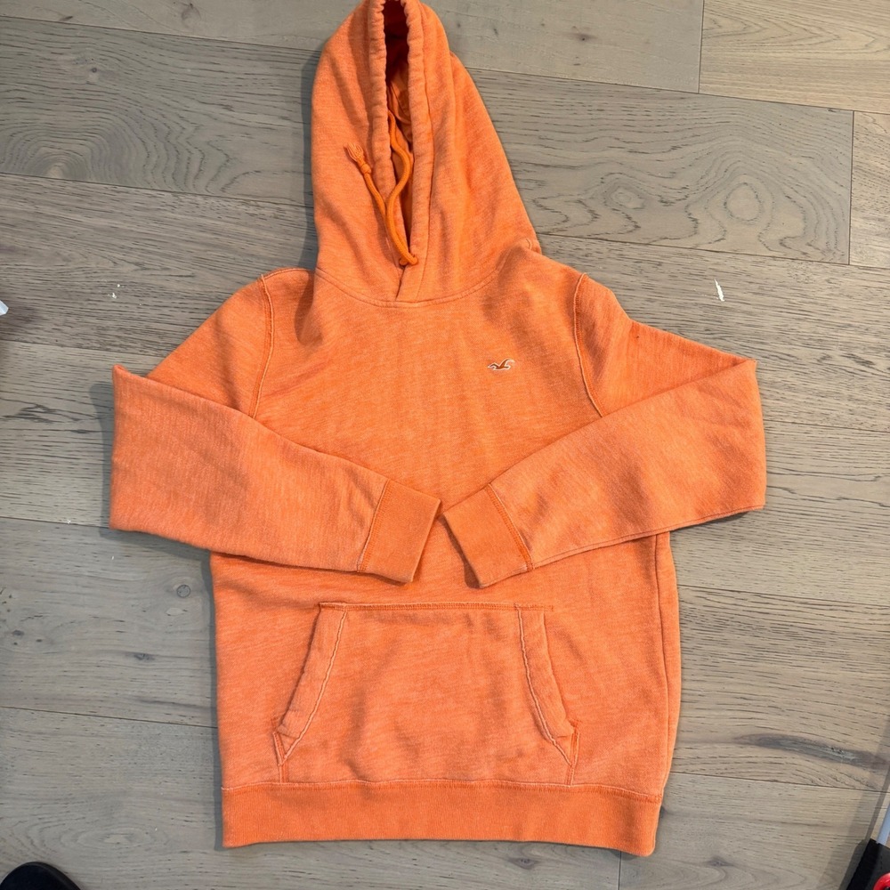 Hollister California Mens Orange Heathered Pullover Hoodie Sweatshirt Size M